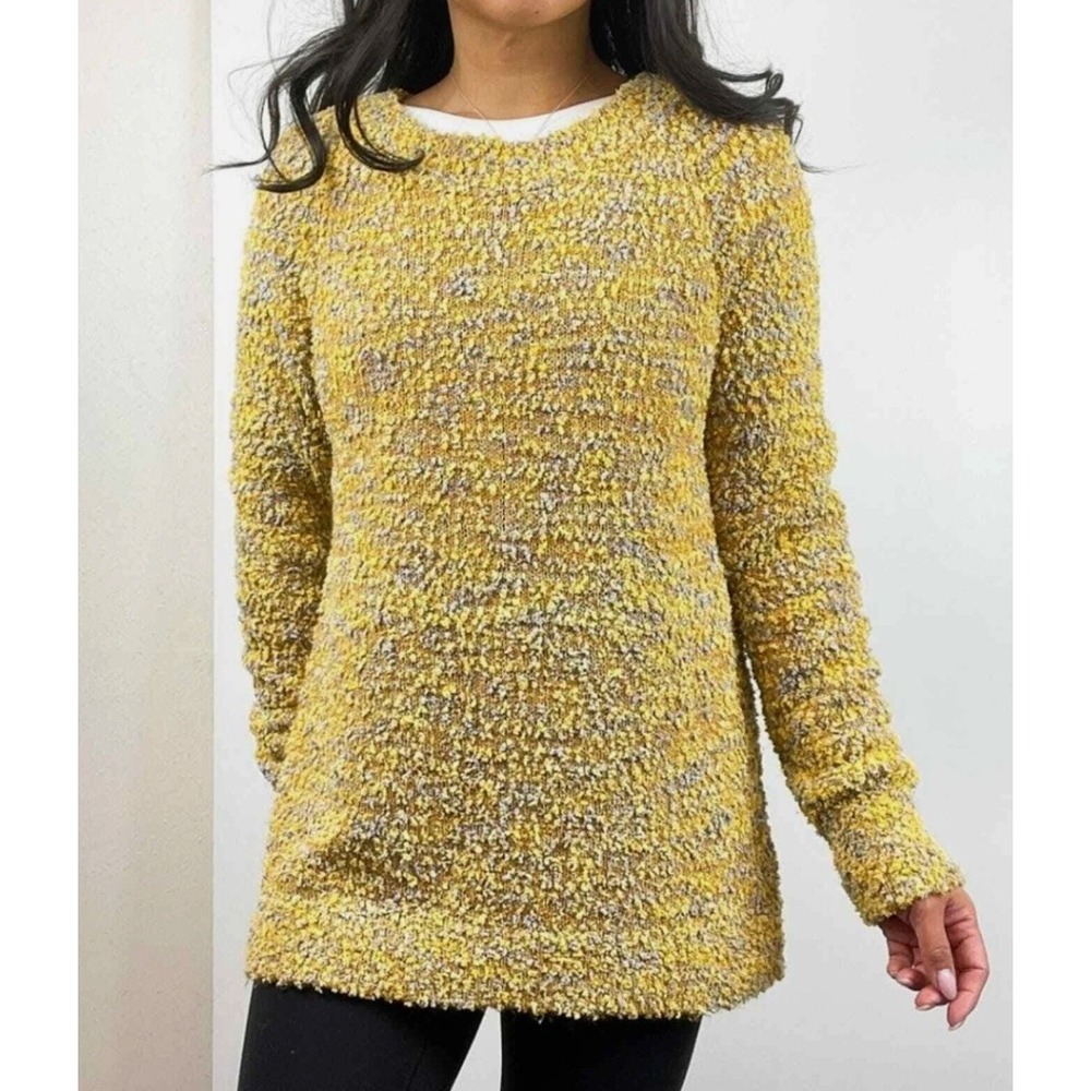 Soft Surroundings Sweater XL Boho Mustard Yellow Textured Knit Pullover Soft